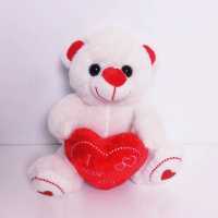 Cute Red Heart White Plush Teddy Bear Medium 25 cm