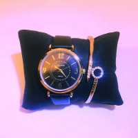 Spectrum Black Band Gold Dial Women's Wristwatch