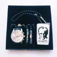 Spectrum Men's Wristwatch Lighter Rosary Bracelet Set SE-2181575