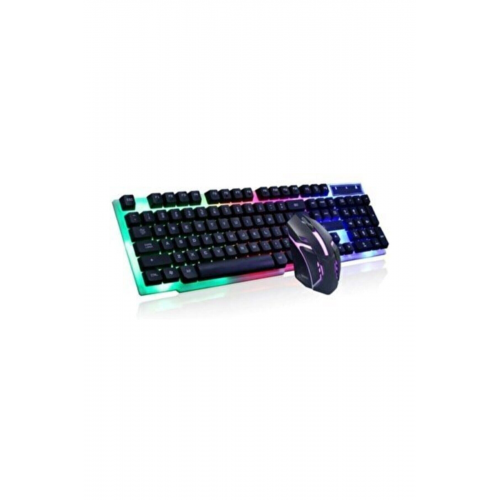 Led Işıklı Oyuncu Klavye Mouse Seti Ve Kulaklık Full Gamer Set