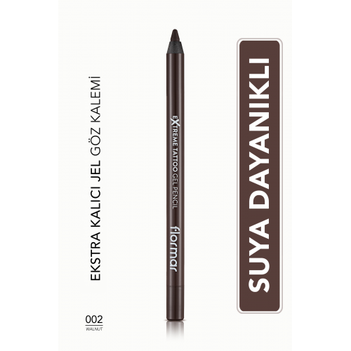 Suya Dayanıklı Jel Göz Kalemi (KOYU KAHVE) - Extreme Tattoo Gel Pencil - 002 Walnut - 8682536028844