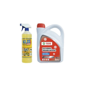 Teos G12++ Kırmızı Organik Süper -40 Antifriz 3 Litre + Colombia Çok Amaçlı Temizleyici 1 Kg