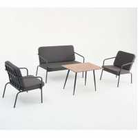 Decosit Alız Garden Balcony Aluminum Seating Group (2+1+1+Coffee Table) - Anthracite Fabric