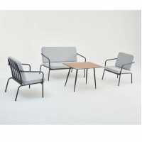 Decosit Alız Garden Balcony Aluminum Sitting Group (2+1+1+Coffee Table) - Gray Fabric