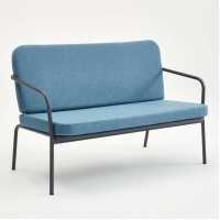Decosit Alız Garden Balcony Aluminum Seating Chair Anthracite (Double) - Blue Fabric