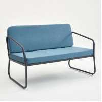 Decosit Flora Garden Balcony Aluminum Seating Chair (Double) - Blue Fabric