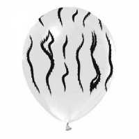 Balloon Printed 12 Inch All-Round Zebra White Pk:100 Kl:50