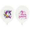 BALON BASKILI LİSANSLI 12 İNC 4+1 UNICORN 2 YAŞ BEYAZ PK:100 KL:50