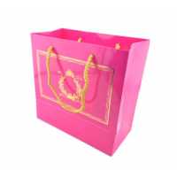 Bag Carton With Gold Leaf 20X20 Cm Fuchia Pk:10-16