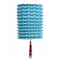 Lantern Accordion Fringe Medium Size Blue P10-60