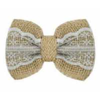 Bow With Bag With Lace 8.5X6Cm White P10-100