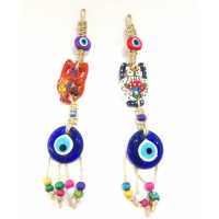 Hanging Glass Evil Eye Beads With Straw Thread