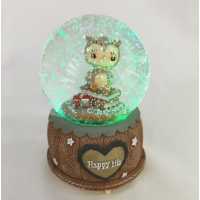 Snowblower Motor Owl Snow Globe