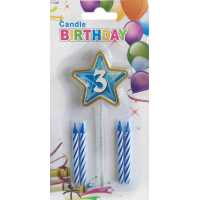 Candle 3 Years Old Star Model Blue Pk:1 Kl:600