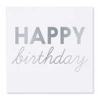 Napkin Happy Birthday Printed 33X33 Cm Silver Pk:16 Kl:30