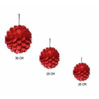 Ornamental Pompom With Honeycomb 3 Set Red Pk:3 Kl:60