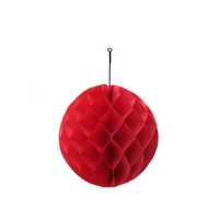 Ornamental Pompom Honeycome Medium Size Red Pk10-300