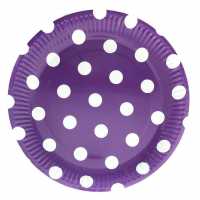 Plate Cardboard With Purple Points 23Cm P8-24