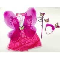 Wholesale April 23 Show Outfits Skirted Fuchsia Butterfly Wing Set