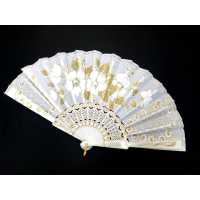 Wholesale Gold Color Glittery White Fan