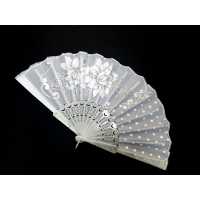 Wholesale Wedding Souvenir Glittery White Fan