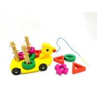 Wholesale Drawstring Duck Wooden Shape Slotting Game