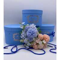 Wholesale Drawstring Chocolate Flower Box Blue Color 3 Pcs