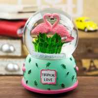 Wholesale Illuminated Musical Flamingo Snow Globe