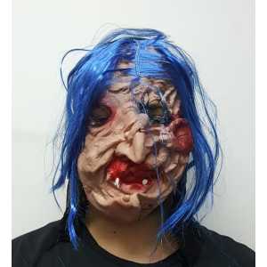 Wholesale Blue Haired Latex Witch Mask