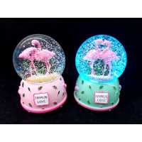 Wholesale Musical Spray Flamingo Snow Globe