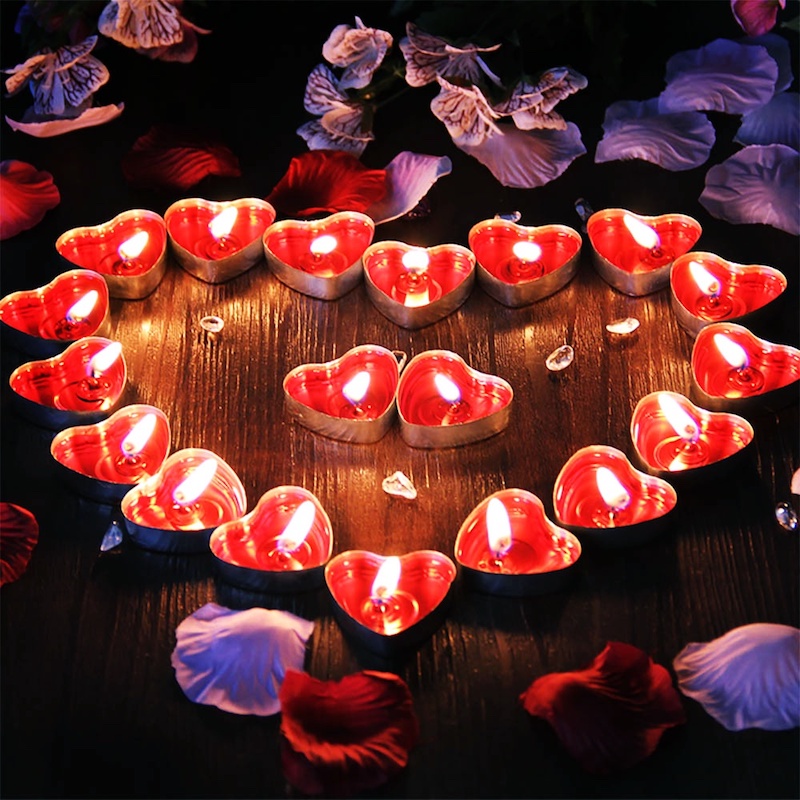 Heart Shaped Red Gift Candles 50 pcs