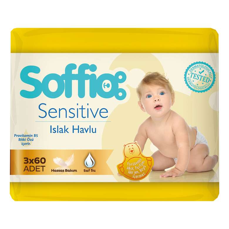 Soffio Sensitive Newborn 60 Sheets 3-Pack Wet Wipes