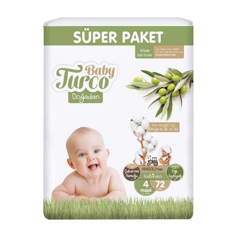 Baby Turco Doğadan Baby Diaper No:4 Maxi 72 Pieces