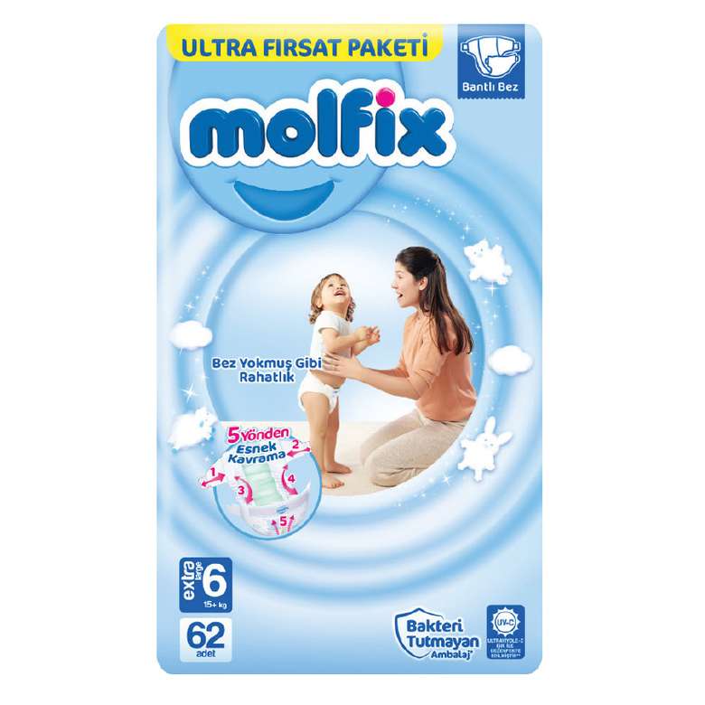 Molfix Baby Diaper No:6 Xl 62 Pieces