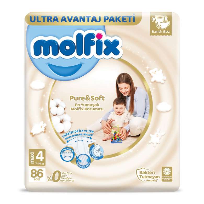 Molfix Pure&Soft Baby Diaper No:4 Maxi 86 Pieces