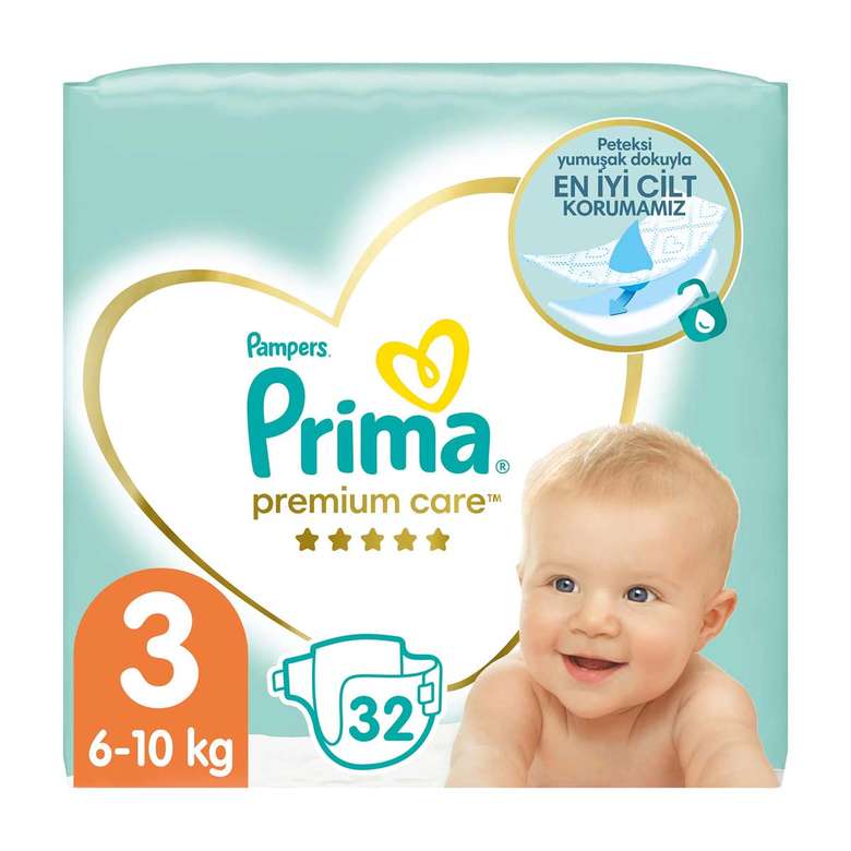 Prima Premium Care Baby Diaper No:3 Midi 32 Pieces Economic Package