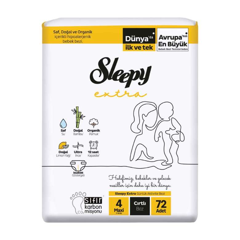 Sleepy Extra Diapers No: 4 Maxi 72 Pieces