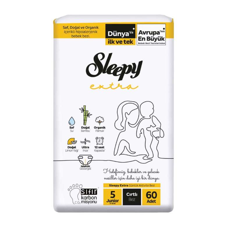 Sleepy Extra Diapers No: 5 Junior 60 Pieces