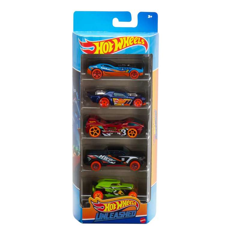 Hot Wheels Five Car Set Orange Yellow