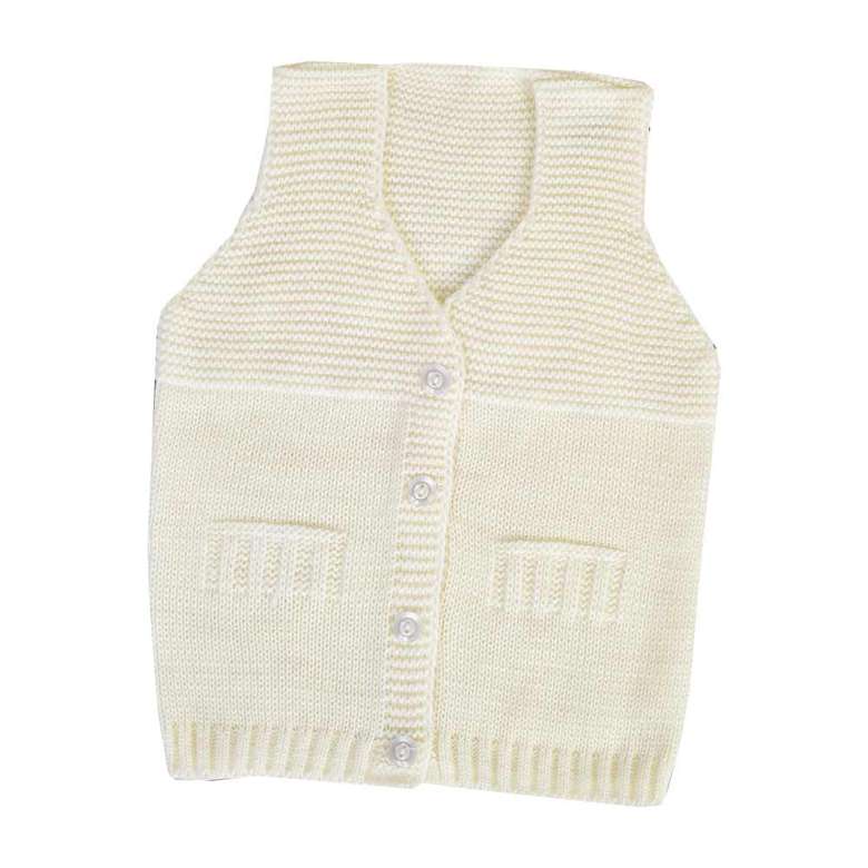 Silk & Blue Baby Knitted Vest Ecru