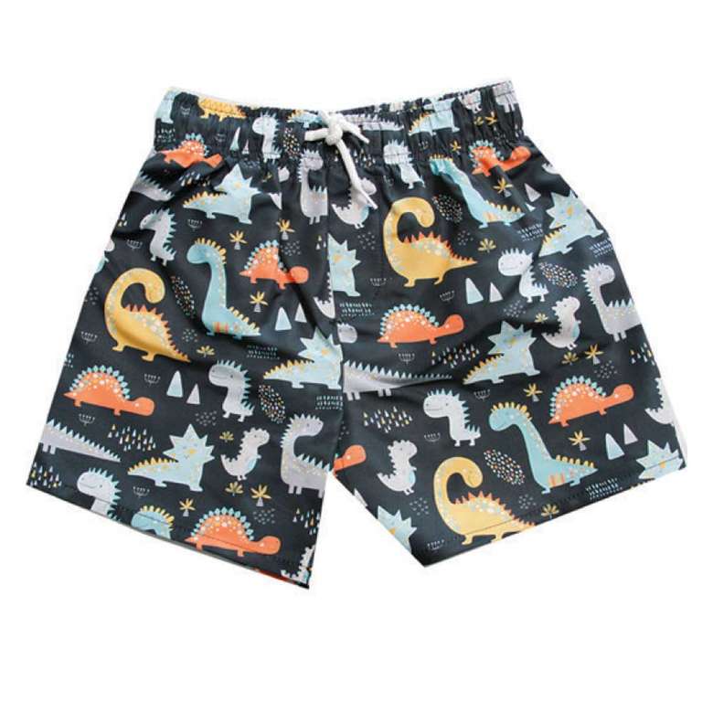 Digital Printed Kids Beach Shorts Navy Blue White