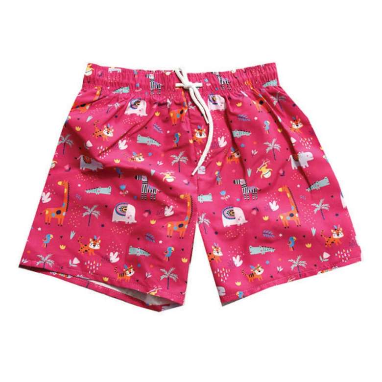 Digital Printed Kids Beach Shorts Pink