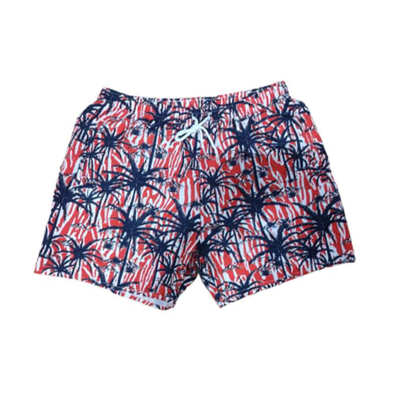 Digital Printed Men's Marine Shorts Red White