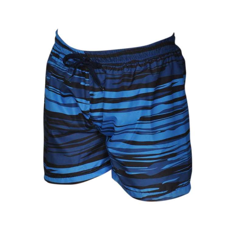 Digital Printed Men's Marine Shorts Navy Blue White