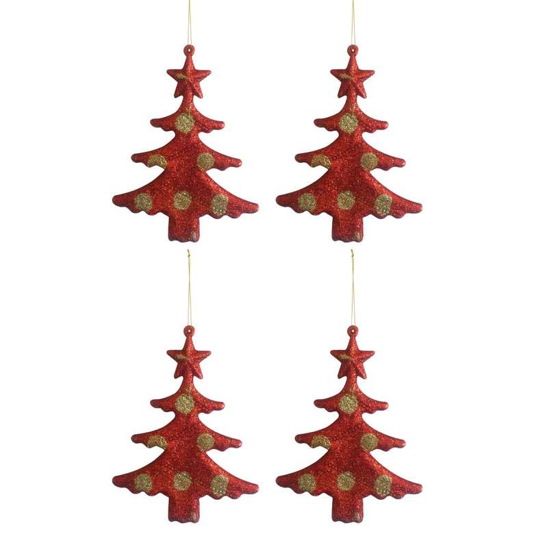 Christmas Sequin Pine Ornament 4 Pieces