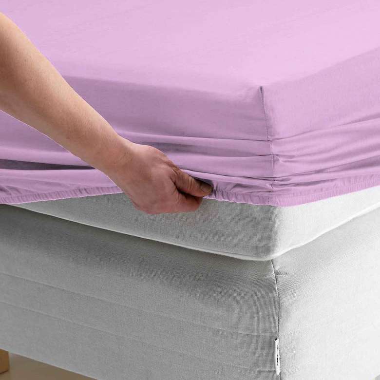 Single Cotton Elastic Bed Sheet Lilac