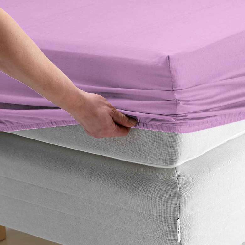 Single Cotton Elastic Bed Sheet Pink