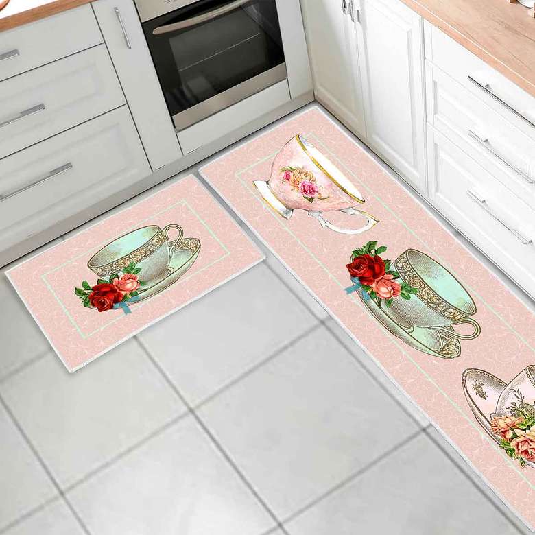 Digital Printed Kitchen Carpet Dried Rose