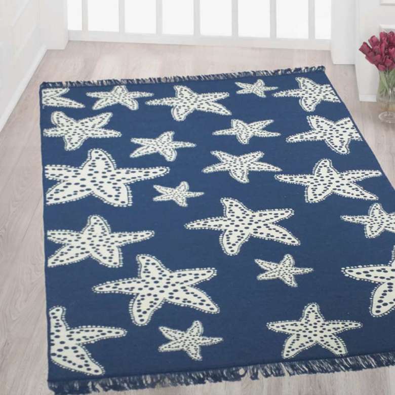 Kilim Navy Blue White 100 x 150 Cm