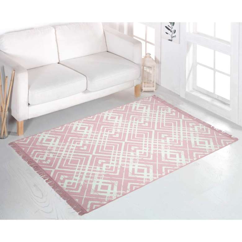 Kilim Pink White 80 x 150 Cm